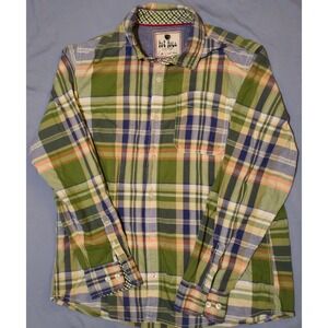 FAT FACE Plaid Button Up Shirt Long Sleeve Men Sz XL Green 100% Cotton British